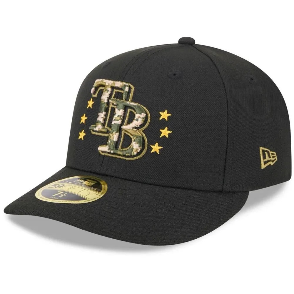 Men New Era 7 1/4 Black Tampa Bay Rays 2024 Armed Forces Day 9FIFTY Snapback Hat